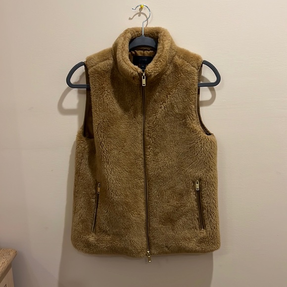 J.Crew Plush Fleece Excursion Vest Cognac XS - Picture 2 of 6